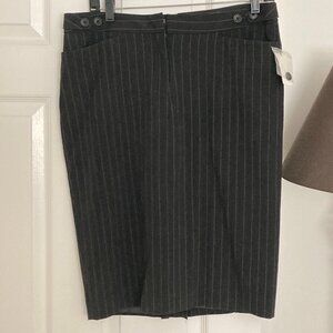 Norma Kamali Black Pinstripe Skirt Sz 10 NWT